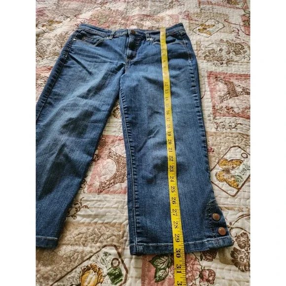 Gloria Vanderbilt Womens Slimming Effect High Rise Capri Pants Blue Stretch Sz 8 - Picture 7 of 11